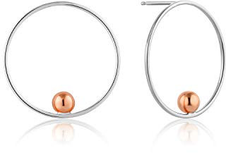 Ania Haie Rhodium Plated With Rose GoldOrbit Front Hoop EarringsE001-01T