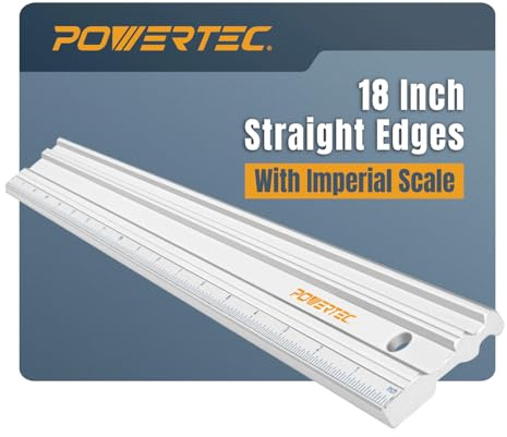 POWERTEC 71213 anodiserad aluminium rak kantlinjal | 45 cm | Metall rak kant maskinbearbetad platt till 18 tum över full 45 cm – professionella träbearbetningsverktyg