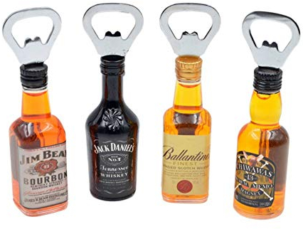 Lote de 15 Decorativos Abridores con Forma de Botellas Whisky Surtidos. Recuerdos. Destapadores. Regalos Originales.Detalles de Bodas, Comuniones, Bautizos, Cumpleaños. CC.