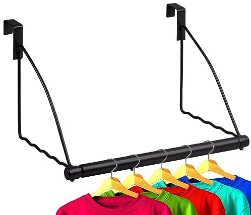 HOLDN’ STORAGE Over The Door Hooks - Bathroom Over Door Clothes & Towel Hangers - Black