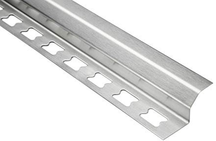 HEXIM Fliesenschienen/Edelstahlschienen, silber gebürstet 2m - große Auswahl an Schienenhöhen und Profilen, V2A Edelstahl - 10mm Innenecke gerade