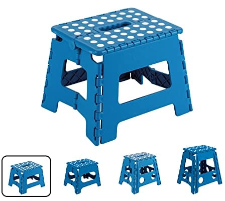 ARREGUI TB-022-A Kleiner Klapphocker | Falthocker für Kinder und Erwachsene | Tragbarer und Faltbarer Klapphocker | 150 Kg Belastbarkeit | Hocker für Küche, Bad, Camping, Garten | 22 cm hoch | Blau