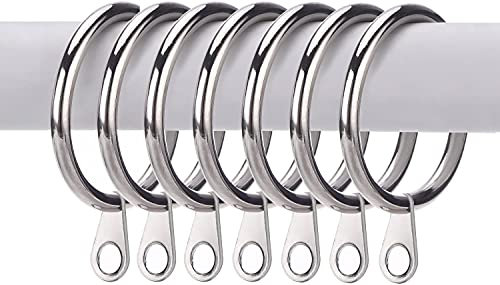 Pack of 24 Strong Metal Curtain Hooks Rings with Fixed eyelets for Curtain pole 25mm-28mm wide Silver Curtian Ring 30MM Internal Diameter