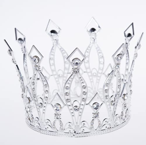 JORCEDI Rhinestone Crown Cake Topper Birthday Party Wedding Decor Supply for Wedding Birthday Party,Baby Shower,Silver