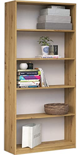 ADGO Bücherschrank - Bücherregal Wand - Regal Eiche Artisan - Standregal - Regal Schmal - Büroregal - Ordnerregal - Büroschrank - Wandregal - Bookshelf - Schrank schmal - Aufbewahrungsregal