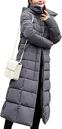 Onsoyours Parka à Capuche Femme Hiver Manteau Chaud Jacket Blouson Longue Doudoune B Gris L