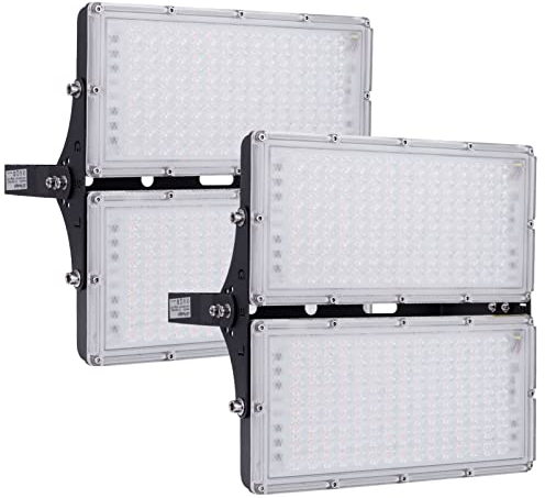 Bellanny 2 Pack LED Strahler Außen 200W 20000LM Superhell Fluter Mit 210 Led, 3000K Warmweiß Flutlicht - IP65 Wasserdicht Scheinwerfer Außenstrahler für Garten Terrasse Garage Sportplatz