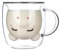 RosyFate Doppelwandige Kaffeegläser, Schwein Kaffetasse 350ml, Süße Tassen, Doppelwandige Isoliergläser, Trinkgläser Doppelwandig, Glas Doppelwandig Cappuccino, Milch Gläser (mit Henkel)