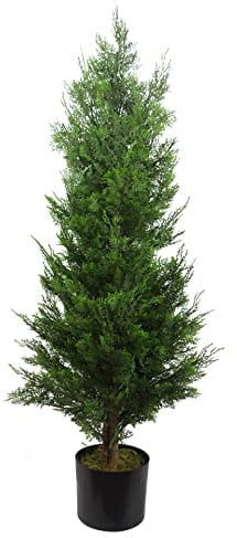 Leaf Artificial Cedar Cypress Confier Trees, Wood, Green 120cm Bushy, 4 feet