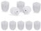 10 Recambios Escobilla de Baño, Set de Cabezales Repuesto WC, Plástico, Rosca 12 mm, ⌀ 7 cm, Blanco