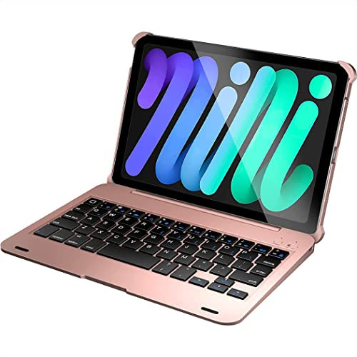 ERY Cover Tastiera Per iPad Mini 6 2021 6a generazione 8.3 Nuova Tastiera Per iPad Mini 6 Con Retro Rigido Smart Folio A 125°, Custodia Sottile Per Tastiera Wireless Staccabile,Rose gold