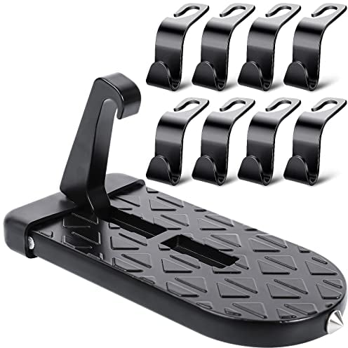 Yoosso Car Door Step Up Car Doorstep Folding Ladder U Shaped Pedal With Safety Hammer Function Car Accessories Easy Access To Rooftop For Car For Suv Rv Off-road Vehicle with 8 Car Rear Seat Hook