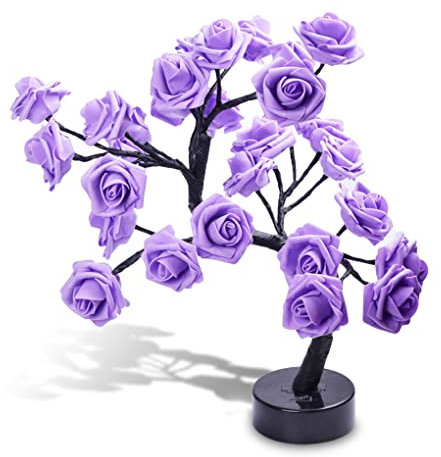 Rose Tree Nightlight Touch Control Table Light Compleanno Comodino Lampada da scrivania Home Office Soggiorno Bagno Decorazioni per feste, Viola