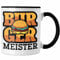 Trendation - Burger Meister Tasse Geschenk Spruch Grillen Sommer Burger Liebhaber Geschenkidee Cheeseburger (Schwarz)
