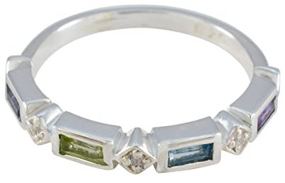 House of Rings Wählen Sie Ihre Farbe Ring 925 Sterling Silber Ring Baguette Form Ring Silberschmuck Verlobungsring Edelsteinringe für Jungen und Mädchen