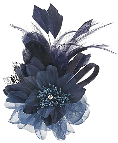 iSpchen Blumen Brosche Damen Haarspange elegante Hochzeit Braut Fascinator Hut Feder Brosche Blumen HaarspangenBrosche Kleidung dekorative Anstecknadel für Hochzeit Cocktai Party