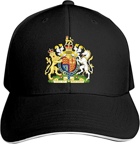 LOUJIN UK England Royal Wappen Vereinigtes Königreich Hut Baseball Cap Ente Zunge Kappe Outdoor Kappe Mode Schwarz, Fotofarbe, One size