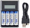 Rianpesn AA Rechargeable Battery Charger | 4 Slot USB, LCD Display, Fast Charging, 1.2V NiMH AA/AAA