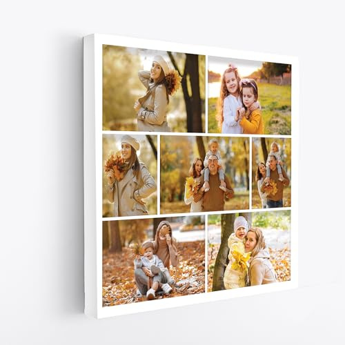 MAX SOLUTIONS Customised Collage Canvas Wall Art Home Decor Personalised Gifts Multi Photo Custom Print Family Portrait Anniversary Keepsake (30''x30'', Design 1)