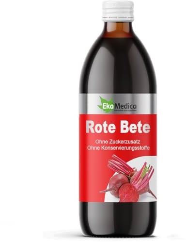 EkaMedica® Rote Bete Saft Nahrungsergänzungsmittel - Natürlich Ohne Zuckerzusatz Konservierungsstoffe Duftstoffe (1000 ml)