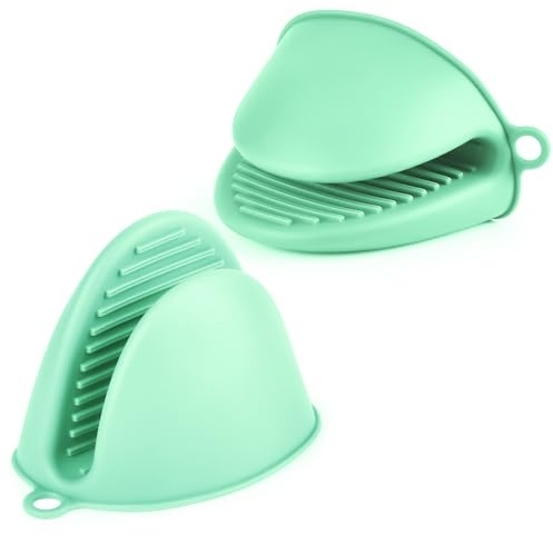 AUAUY Gant de Cuisine épais en Silicone, 1 Paire Gants de Four Résistant à la Chaleur, Gants de Cuisine Antidérapants, Gant Cuisine Anti Chaleur pour Cuisiner, Barbecue, Cuisson (Bleu)