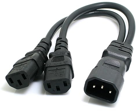 NFHK Single C14 auf Dual C13 5-13R Short Power Y-Typ-Splitter-Adapterkabel in Schwarz