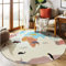 HMGAQNP Weltkarte Spielbereich Runder Teppich,Rutschfester Klein Teppich Spielteppich, Klassenzimmerteppich,Bodenmattefür Schlafzimmer & Spielzimmer, Heimdekoration (Beige, 80cm)