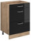 Vicco Meuble Cuisine R-Line, Noir Haute Brillance/Chêne de Force doré, 60 cm avec tiroirs, sans Plan de Travail