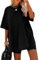 Sofia's Choice Damen Oversize Kurzarm T Shirt Rundhals Loose Top Casual Sommer Oberteile Schwarz M