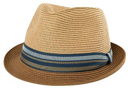 Comhats Straw Hats for Men UK Summer Trendy Trilby Fedora Panama Hat for Holiday Beach Sun Hats for Swimming Khaki XL