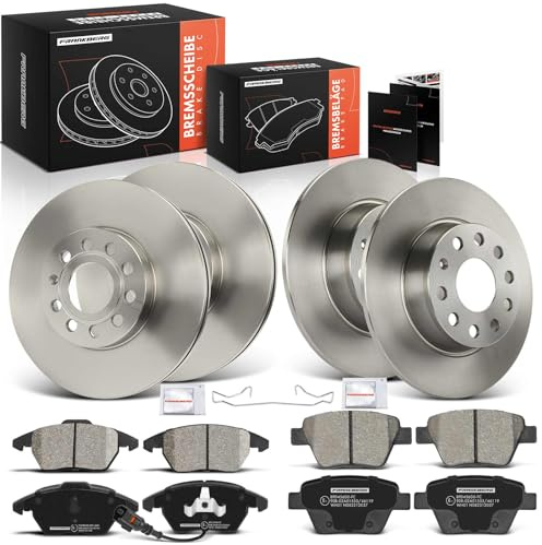 Frankberg 4x Bremsscheiben+8x Bremsbeläge Vorne Hinten Replace# JZW615301J | Kompatibel mit VW Beetle, Beetle Cabriolet, EOS, Golf VI, Golf VI Variant Cabriolet, Jetta IV, Scirocco, Touran; ⌀ca. 65mm