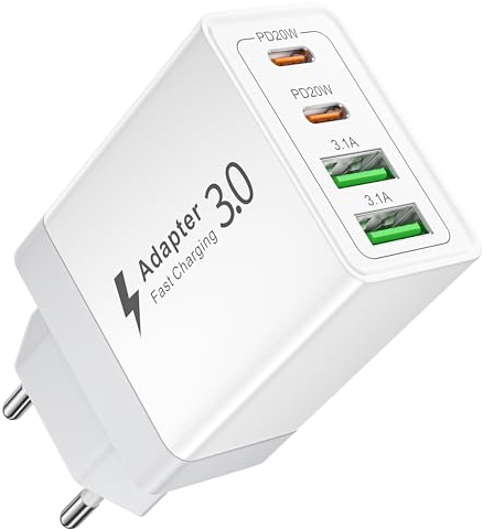 40W USB C Ladegerät, 4 Ports Mehrfach Ladegerät mit USB-C und USB-A, USB Ladegerät Mehrfach Netzteil USB C Schnellladegerät für iPhone 15 14 Pro Max 13 12 11 SE XS 8 7, Samsung Galaxy S24, S23 Ultra