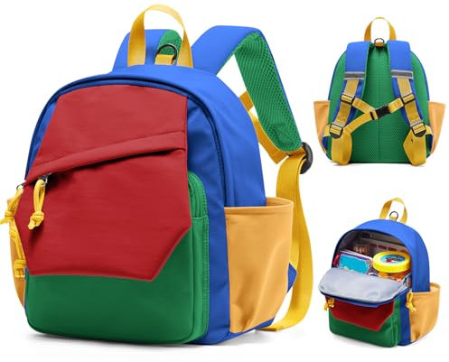 kibachev Kinderrucksack Mit Brustgurt Mädchen, Kindergarten Rucksack 8/10l, Kinder schulrucksack 2-3 Jahre, Kita Rucksack, Rucksack Kleinkind Rötliches Blau