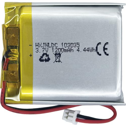Batteria ricaricabile al polimero di litio CC 3.7V 1200mAh 103035, adatta per prodotti elettronici fai da te 3.7-5V con sostituzione della batteria a 2 fili incorporata e luci LED