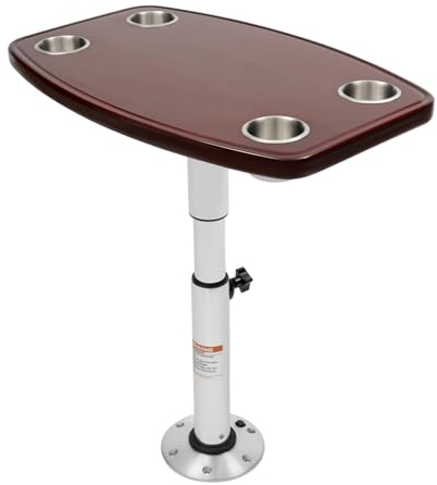 Tisch für RV Wohnmobil Wohnwagen Caravan Yacht Boot, RV Tischplatte Caravan Tisch Bootstisch mit 4 Getränkehaltern für Boot, Wohnmobilen