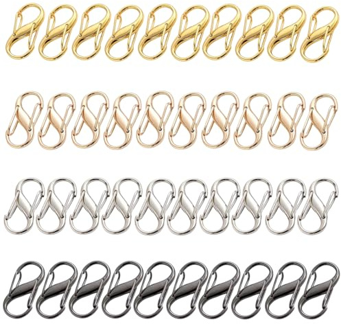 40 Stück Mini Karabiner S Karabiner Mini Metall Doppelkarabiner 8 Förmiger 2 Öffnungen Diebstahlsicherer Reißverschluss für Outdoor Camping Zuhause Wandern