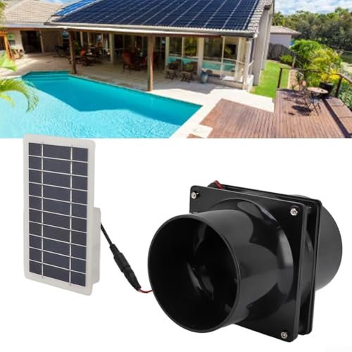 10W Solar Panel Fan Kit, 12V Waterproof Solar Powered Ventilation Exhaust Fan for Small Chicken Coops, Greenhouses, Sheds, Pet Houses, Pipe Ventilation