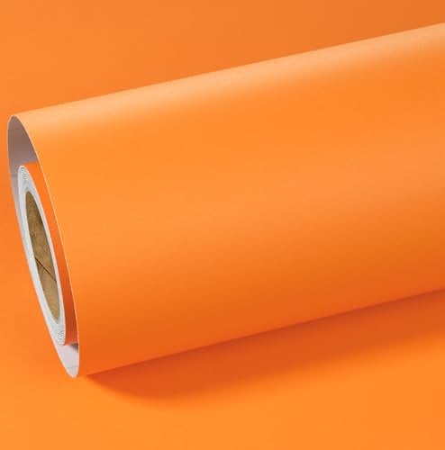 ReWallpaper Self Adhesive Wallpaper Orange Sticky Back Plastic Roll for Furniture Shelves Kitchen Cupboards Orange Bedroom Wallpaper for Adults Girls Orange Contact Paper Matte 40cm×3m
