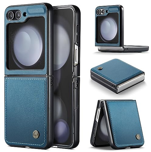 Rerzoiro for Samsung Galaxy Z Flip 5 Case, Premium PU Leather Case Anti Scratch Slim Phone Shockproof Protective Phone Cover for Samsung Galaxy Z Flip5, Blue