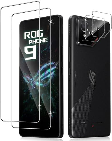 Liilaa Vetro Temperato per ASUS ROG Phone 9 / ROG Phone 9 Pro 5G, 2 Pezzi Pellicola Protettiva e 2 Pezzi Pellicola Fotocamera, Anti Graffio Schermo Vetro Protettivo Durezza 9H