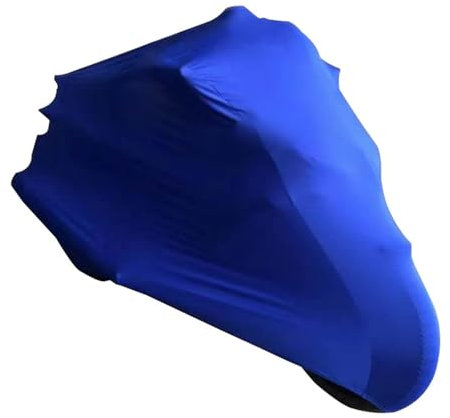 MBBROS Funda de Moto para Harley Davidson Street Glide CVO 2019, Interior Cubierta Motocicleta Elastica Stretch Suave Protección Completa Cubierta Moto para Garaje,C Blue-Velvet