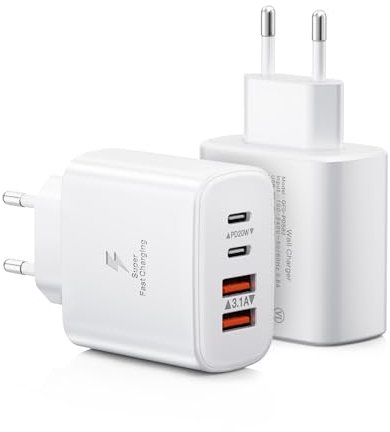 Chargeur USB C Prise, 40W Chargeur Rapide iPhone, 4-Port USBC Power Adaptateur+QC Multi USBC Bloc Prise Rapide Chargeur pour 16 15 14 13 12 11 Pro Max Plus, iPad, Samsung Galaxy,Type C Secteur Murale