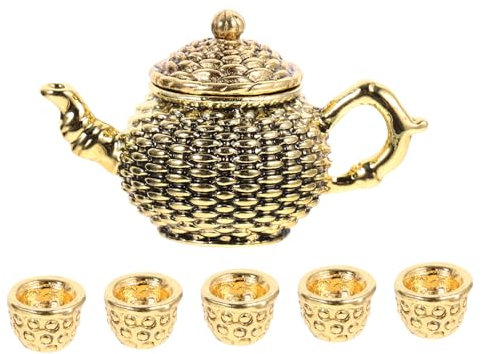 ifundom 6pcs Miniature Tea Cup and Mini Teapot Set for Home Desktop Ornament, European Style Play House Tea Pot Decoration Random Color