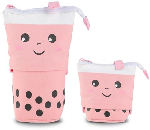 KITDAHOM Teleskopisch Mäppchen - Federmäppchen mit Reißverschluss - Mäppchen für Mädchen, 2-in-1 Standmäppchen mit ausziehbarer Funktion, Mädchen Geschenke 7 8 9 10 11 12 Jahre (Rosa)