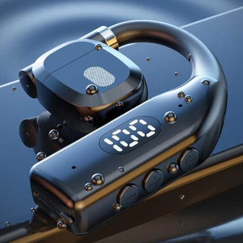 Bluetooth Earpiece V5.4 Single Ear Bluetooth Headset,Single Ear Bluetooth Headset with Mic,Open Ear Bluetooth Earpiece,IPX6 Waterproof,20Hrs Playtime Bluetooth Headset for Driving/Business/Office