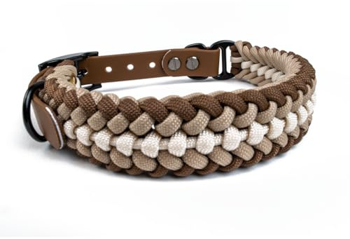 Hundehalsband Tierluxe Foxy Handgemacht Paracord Biothane (Erde, XXXL Halsumfang 50-57 cm)