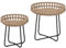 Outsunny 2er Set Beistelltisch Polyrattan Ø60/41 cm rund wetterfest Gartentisch mit X-Beine Verstellbare Fußpads Outdoor Balkontisch Couchtisch Gartenmöbel für Garten, Balkon Braun
