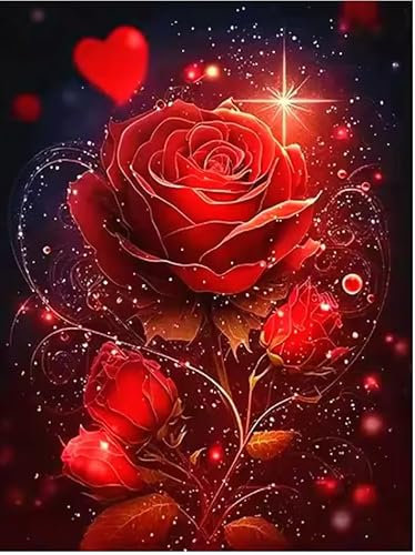 COLANANA 5D Diamant Painting Bilder, Diamond Painting Erwachsene Kinder,Rose DIY Mosaikherstellung Bastelset,5D Diamant Malerei für Haus Dekoration(30x40cm)