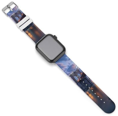 New York City Brooklyn Bridge Manhattan Watch Bands Silicone Sport Bands Replacement Strap Wristbands Compatible with Apple Watch 42mm/44mm