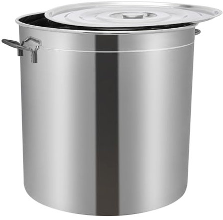 Qussse Suppentopf - 50L Großer Kochtopf mit Deckel und Sieb Küchentopf aus Edelstahl Kochtöpfe Universaltopf für Gasherden, Elektroherden, Induktionsherden, Ø 50 x 50 cm